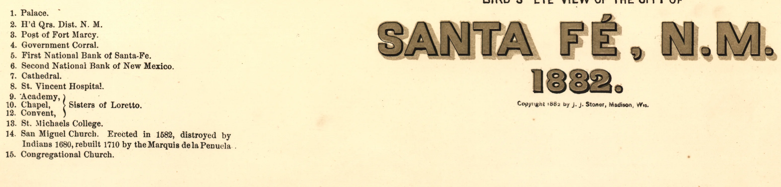 Bird's Eye View of the city of Santa Fé, N.M., 1882 - Image 6