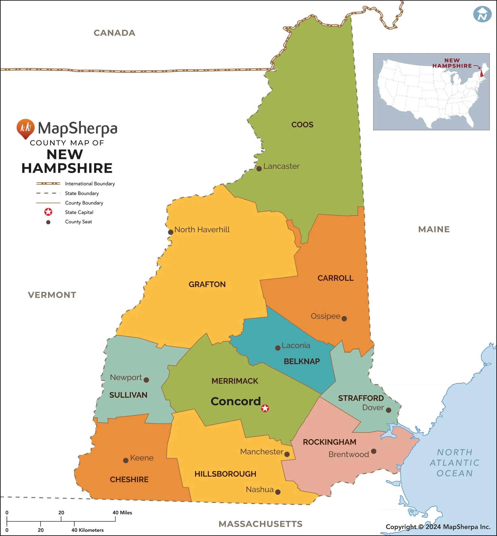 New Hampshire State Wall Maps